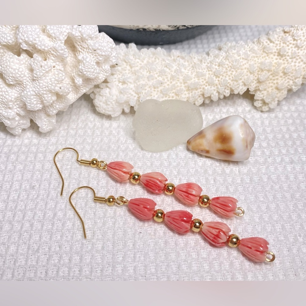 Handcrafted Dangle Pikake Earrings